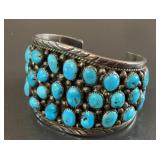 Southwestern Turquoise Cluster Cuff Bracelet