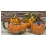 Pumpkin-Themed Ceramic Gravy Boat, Creamer,