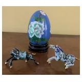 Vintage Chinese Cloisonne Enamel Horses with
