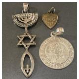 925 Sterling Silver Religious Pendant Lot, St