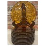 Set of 12 Vintage Amber Glass Snack Plates with