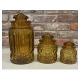 Vintage Moon & Stars Amber Glass Kitchen Canisters