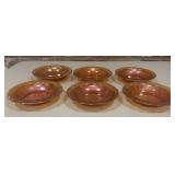 6 Vintage Marigold Carnival Glass Berry