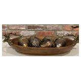 Hollowed Wood Centerpiece Server with Brass Stag