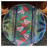 Large 16.75 In Fused Art Glass Wall Platter,
