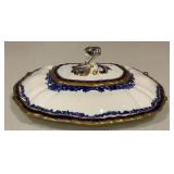 Antique Flow Blue Porcelain Tureen Lid Wall