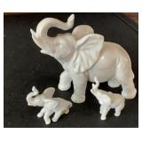 Vintage Japan White Porcelain Elephant Figurines,