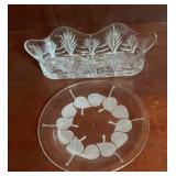 Lalique Tramel Frosted Leaf Crystal Plate &