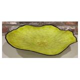 Vintage Handblown Lime Green Spatter Art Glass