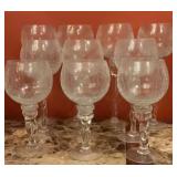 10 Oversized Crackled Glass Stemmed Goblets,