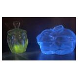 UV REACTIVE Vintage Clear Glass Lidded Mustard