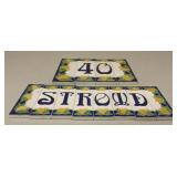 Italian Hand-Painted Ceramic House Number &