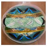 Art Glass Fused Glass Centerpiece Bowl Abstract