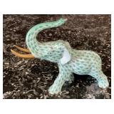 Herend Hungary Porcelain Elephant Figurine, Green