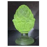 UV REACTIVE Vintage Clear Pressed Glass Artichoke