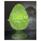 UV REACTIVE Vintage Clear Pressed Glass Artichoke