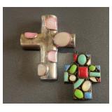 Sterling Silver Pink & White Mother of Pearl