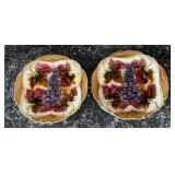 Pair Antique French Barbotine Majolica Grape V