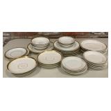 Vintage White Porcelain Dinnerware Set with Gold