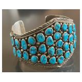 Sterling Silver Turquoise Cluster Cuff Bracelet,
