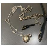 925 Sterling Silver Necklace Lot, Pearl Crystal