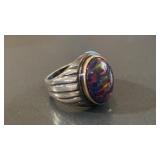 Kabana Sterling Silver 14K Gold Mosaic Fire Opal