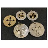 Cutout Coin Cross Pendant Lot, Mexico Guatemala