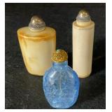 Antique Snuff Bottles, Carved Stone Metal Stopper