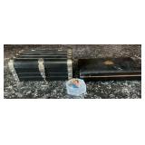 Jewelry Box Lot, Black Metal Trim Trunk Style