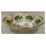 Antique Porcelain Pierced Floral Bowl with Green