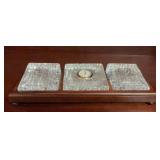 Waterford Cut Crystal Desk Clock Set with 3