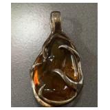 Vintage 925 Sterling Silver Baltic Amber Freeform