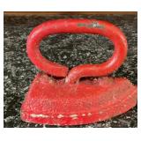 Cast Iron Sad Iron Red Painted Flat Iron Loop