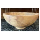 Large Hand Turned Spalted Wood Footed Dough Bowl