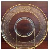 Vintage Clear Glass Serving Plate with Gold Trim