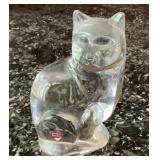 Orrefors Sweden Crystal Cat Figurine Paperweight