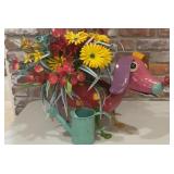 Whimsical Colorful Metal Dog Planter with