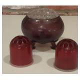 Vintage Amethyst Glass Flower Frog Bowl with UV