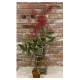Decorative Faux Red Orchid Arrangement in Ornate