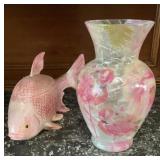1986 Pink Fitz & Floyd Japan Fish Box & Lid,