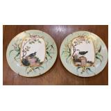Antique Hand Painted Porcelain Bird Plates