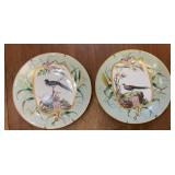 Antique Hand Painted Porcelain Bird Plates