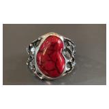 Opalo Cancun 950 Silver Large Red Stone Openwork