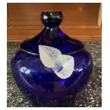 Astral Art Glass Cobalt Blue Covered Apothecary