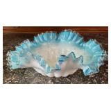 Fenton Aqua Crest Milk Glass Melon Ribbed Double