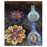 4 Piece Handmade Turkish Pottery Tableworks Lot,