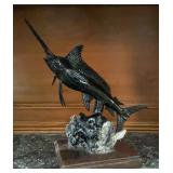 Vintage Carved Swordfish Marlin Sculpture on