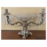 Ornate Gilt Metal Crystal Centerpiece Bowl,Two
