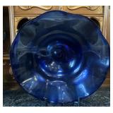 Large 20.5 In Mexican Hand Blown Cobalt Blue Art
