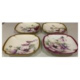 4 Vintage D&C Porcelain Hand Painted Poppy Floral